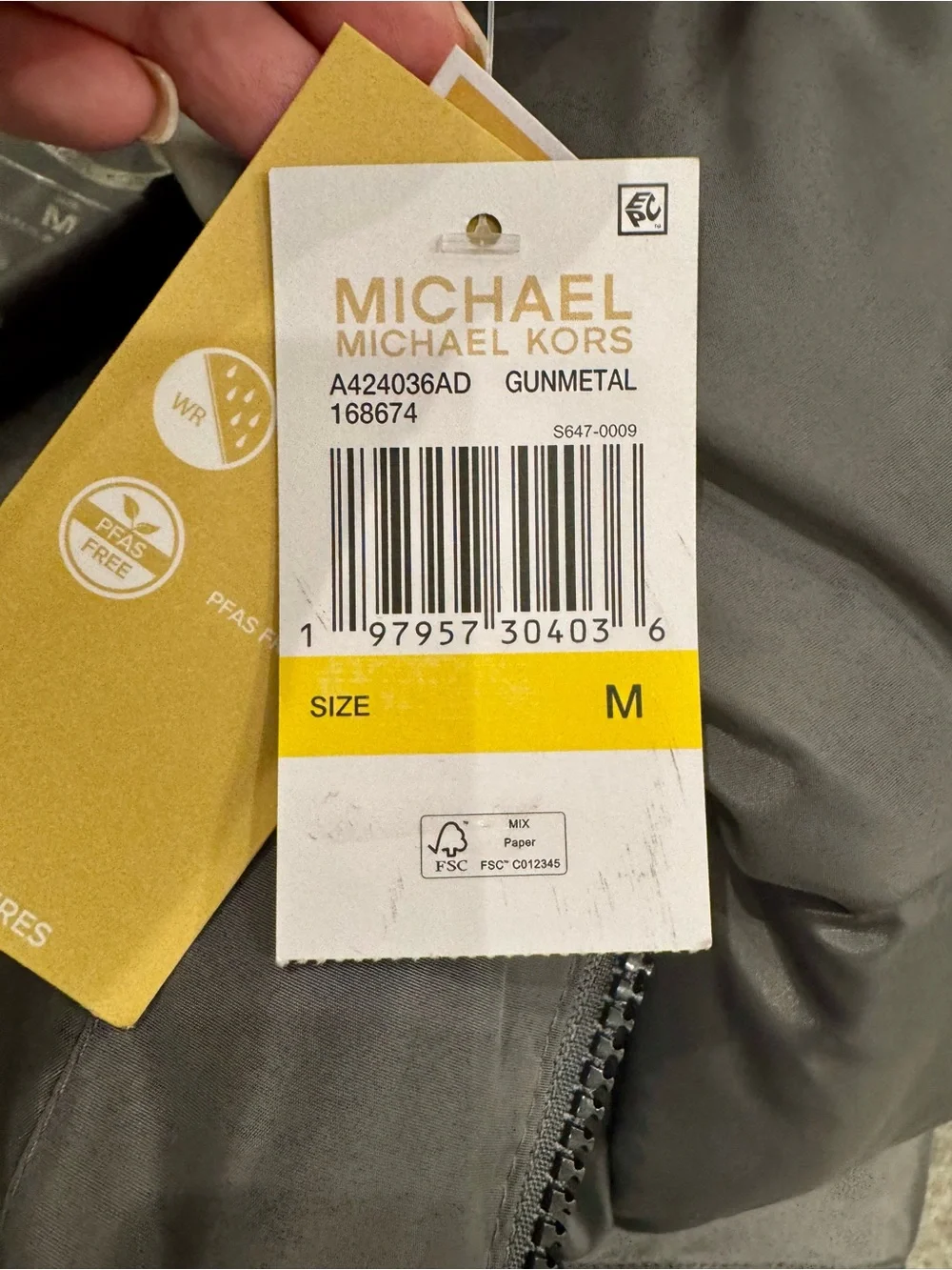 Michael Kors Gray Faux-Fur Collar Puffer Coat